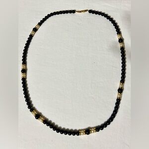 Sophisticated Black and Gold Beaded Necklace